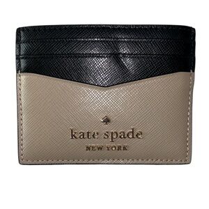 Kate Spade Black/Toasted Hazelnut Staci Saffiano Leather Slim Card Holder